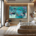 HOLMAN ART Lilac Reverie – Modern Abstract Waterscape Painting in Teal and Red - image 2