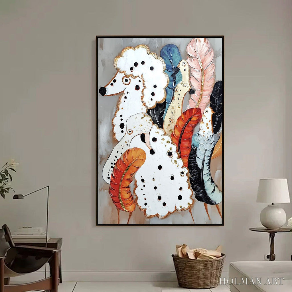 HOLMAN ART Canine Couture – Whimsical Abstract Poodle and Feather Painting - image 6