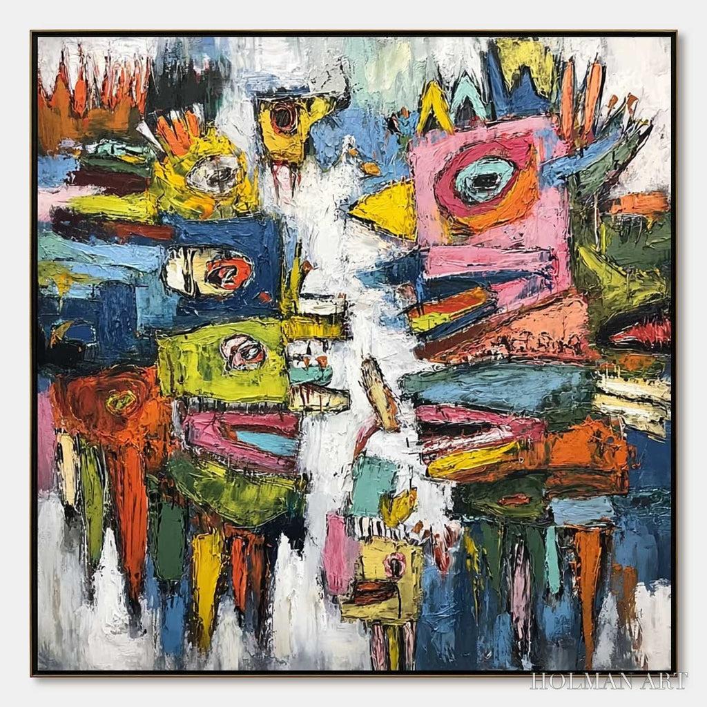 HOLMAN ART Concrete Carnival – Large Colorful Abstract Impasto - image 1