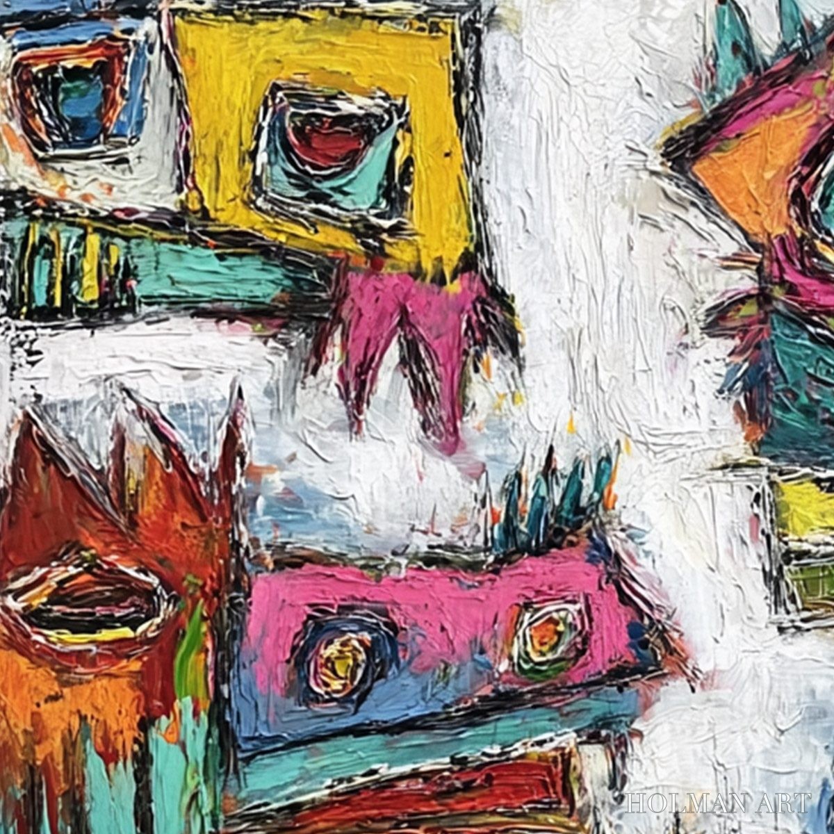 HOLMAN ART Chromatic Riot – Large Colorful Textured Abstract Cityscape Painting - image 5