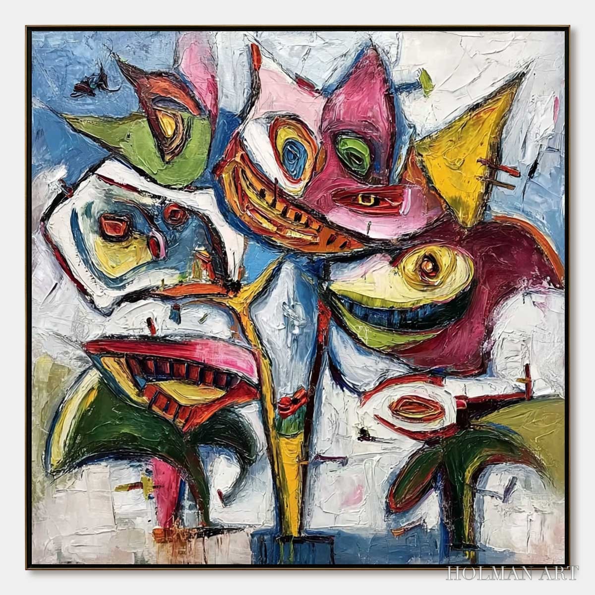 HOLMAN ART Carnival of Smiles – Large Colorful Abstract Impasto - image 1