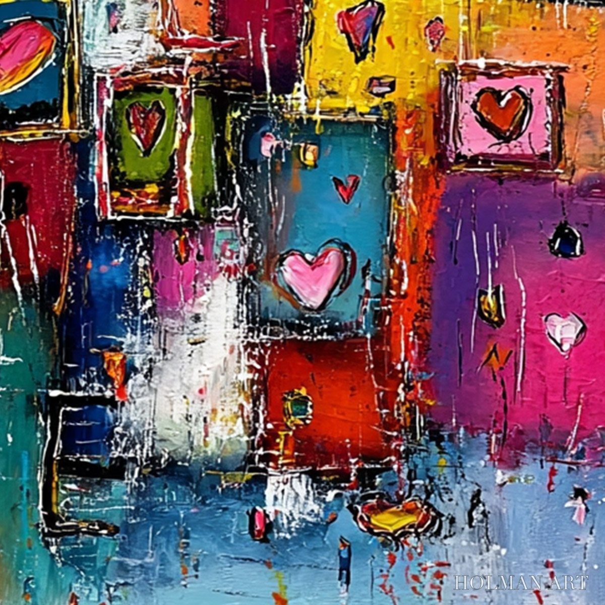 HOLMAN ART Heartbeat Symphony – Colorful Abstract Love & Hearts Impasto Painting - image 3