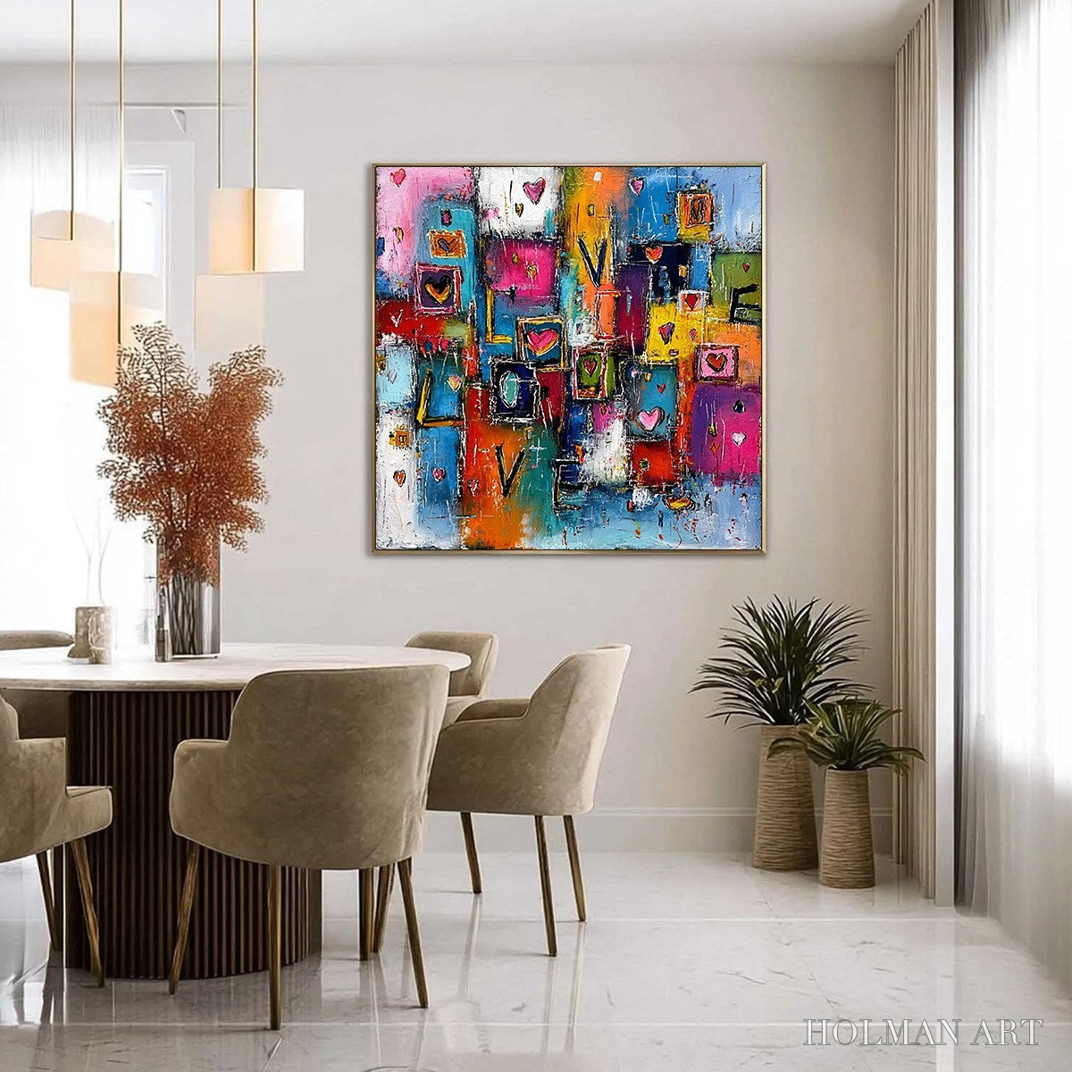 HOLMAN ART Heartbeat Symphony – Colorful Abstract Love & Hearts Impasto Painting - image 4
