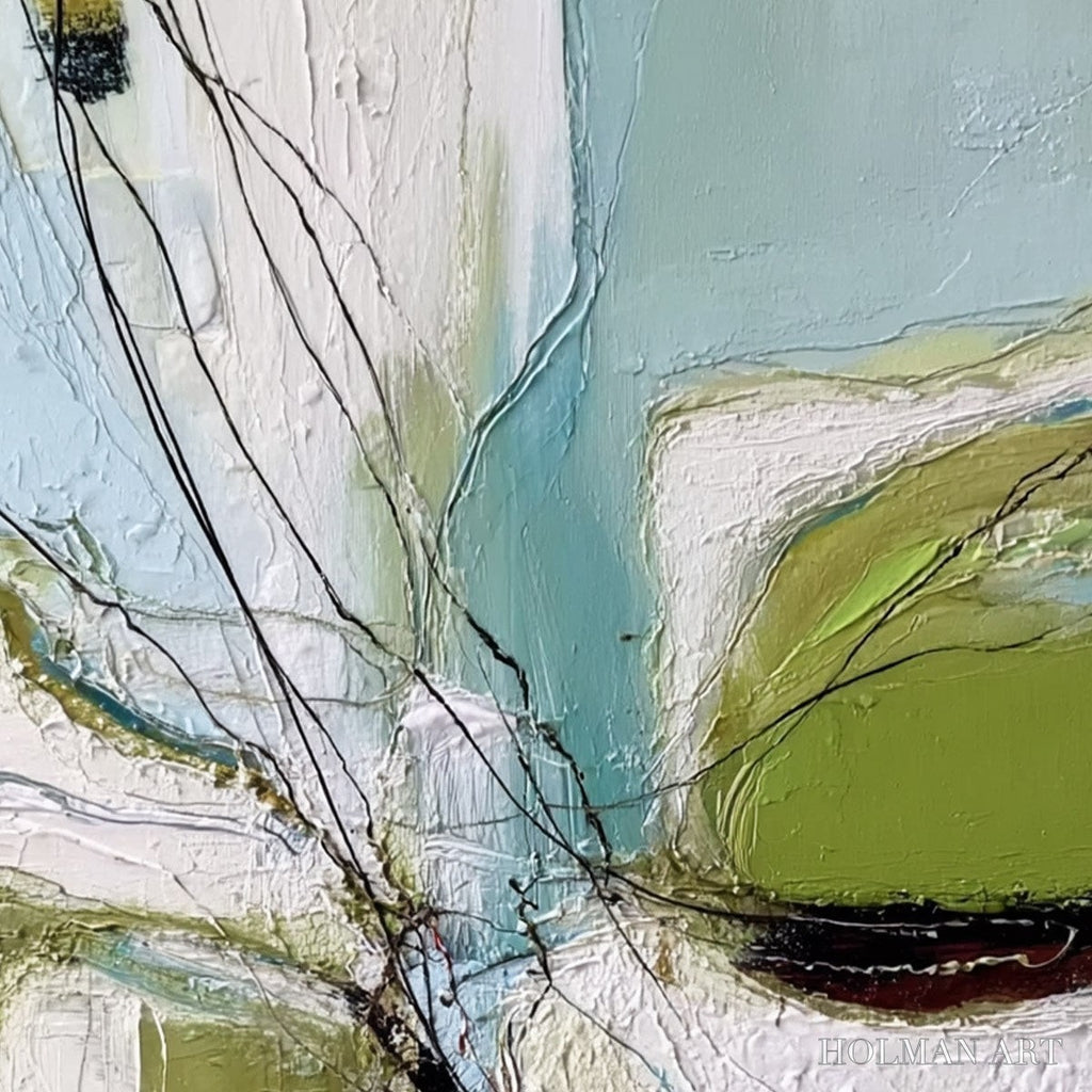 HOLMAN ART Verdant Nexus – Textured Abstract Painting with Green and Blue Hues - image 5
