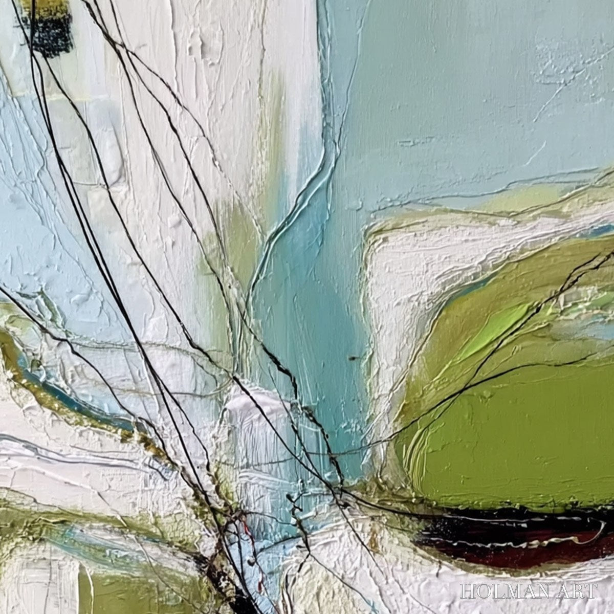 HOLMAN ART Verdant Nexus – Textured Abstract Painting with Green and Blue Hues - image 5
