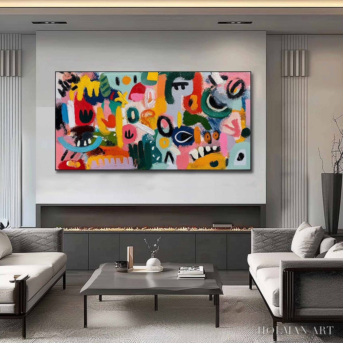 HOLMAN ART Joyful Chaos – Vibrant Large Horizontal Abstract Expressionist - image 2