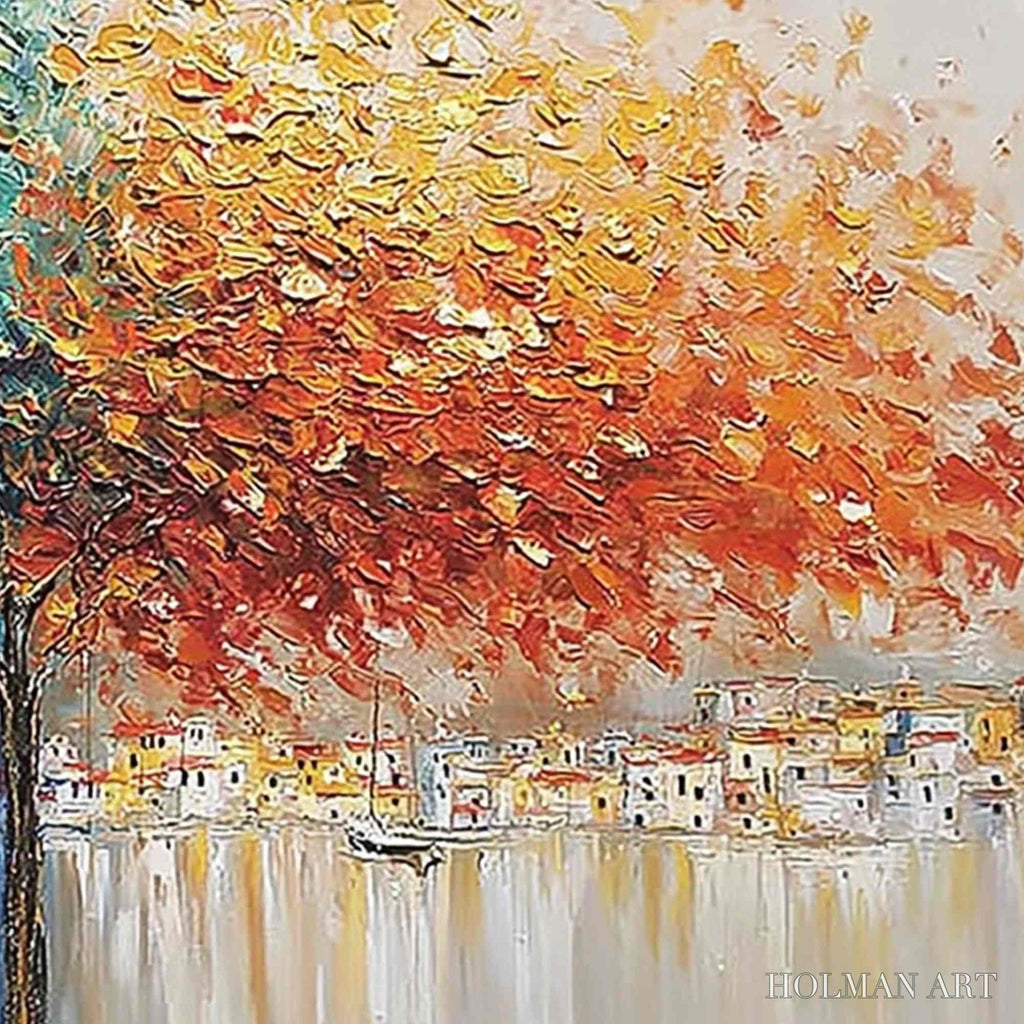 HOLMAN ART Harbor of Hues – Textured Palette Knife Painting of a Coastal Town - image 5
