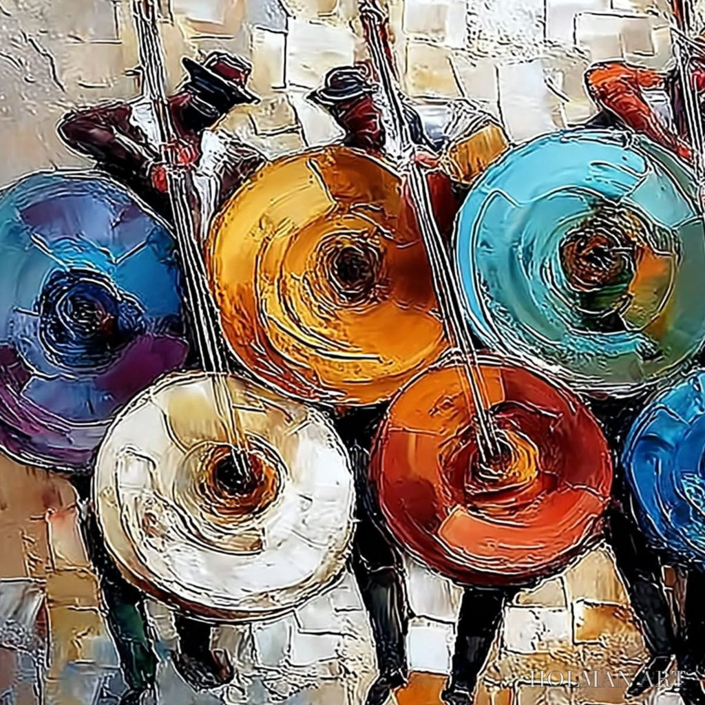 HOLMAN ART Harmony in Hues – Textured Palette Knife Painting of Musicians - image 3