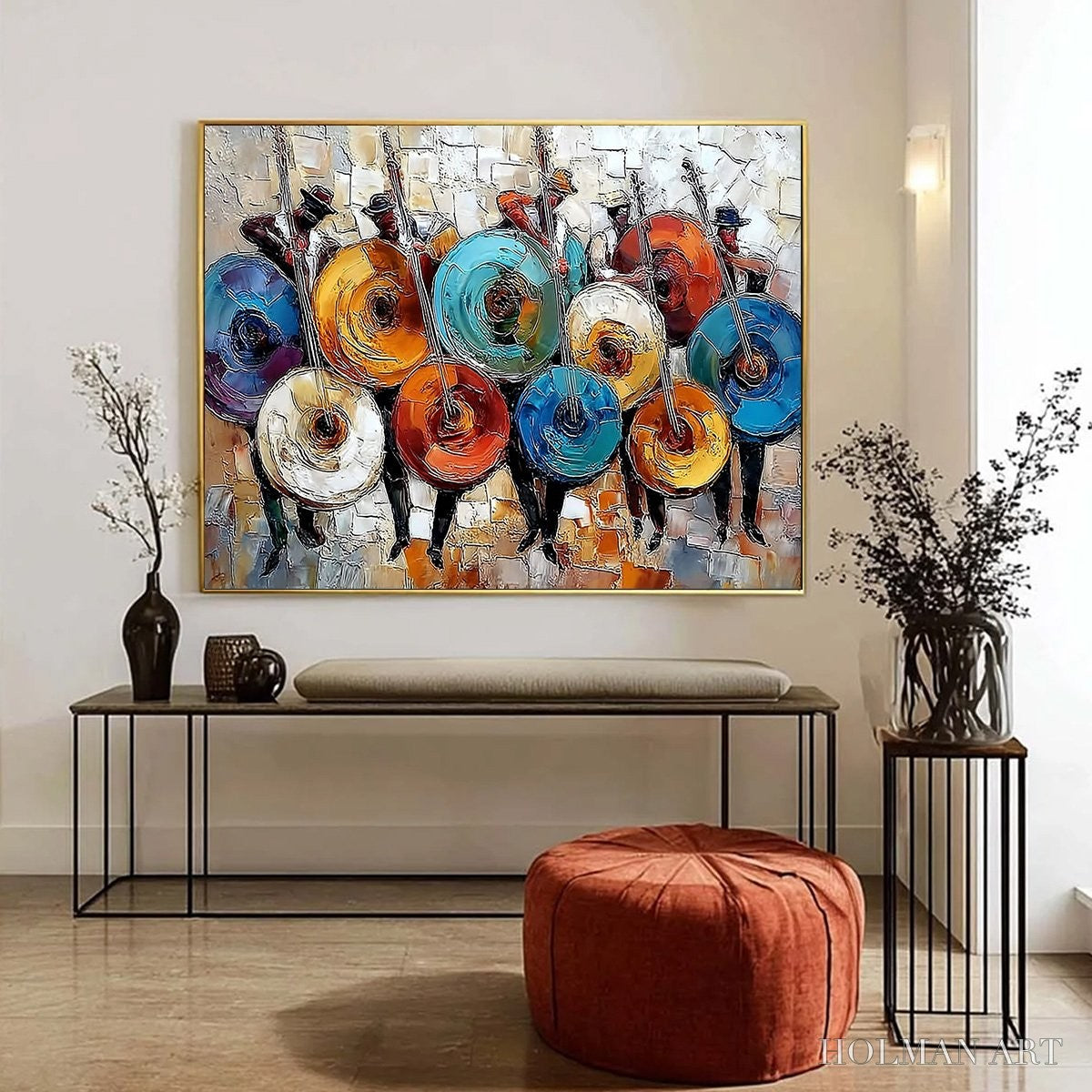 HOLMAN ART Harmony in Hues – Textured Palette Knife Painting of Musicians - image 4