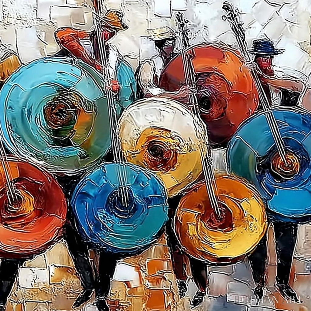 HOLMAN ART Harmony in Hues – Textured Palette Knife Painting of Musicians - image 5