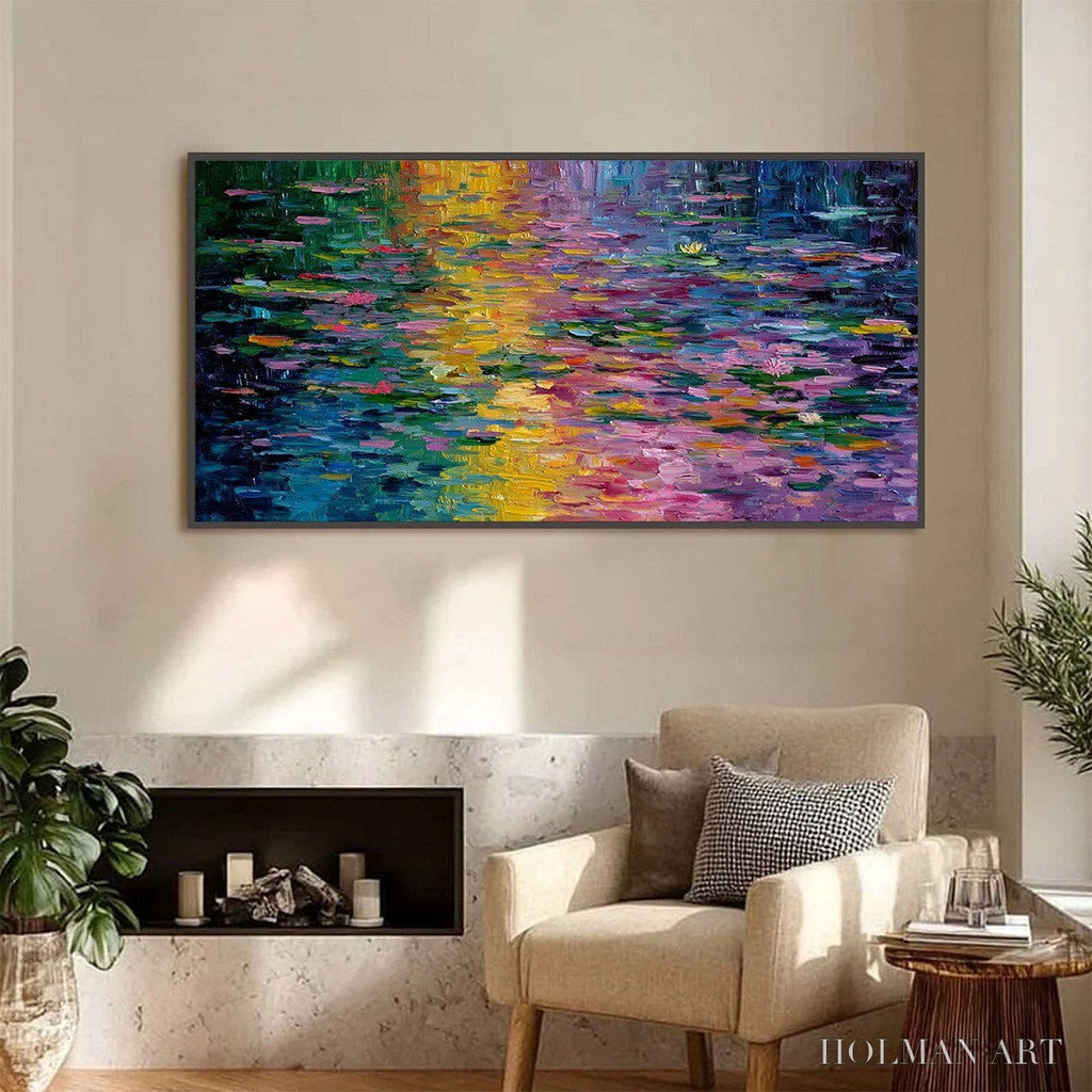 HOLMAN ART Waterlily Serenade – Colorful Abstract Water Lilies Impasto Oil Painting - image 2