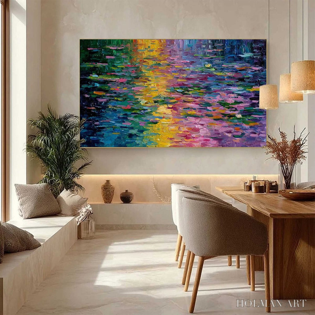 HOLMAN ART Waterlily Serenade – Colorful Abstract Water Lilies Impasto Oil Painting - image 4