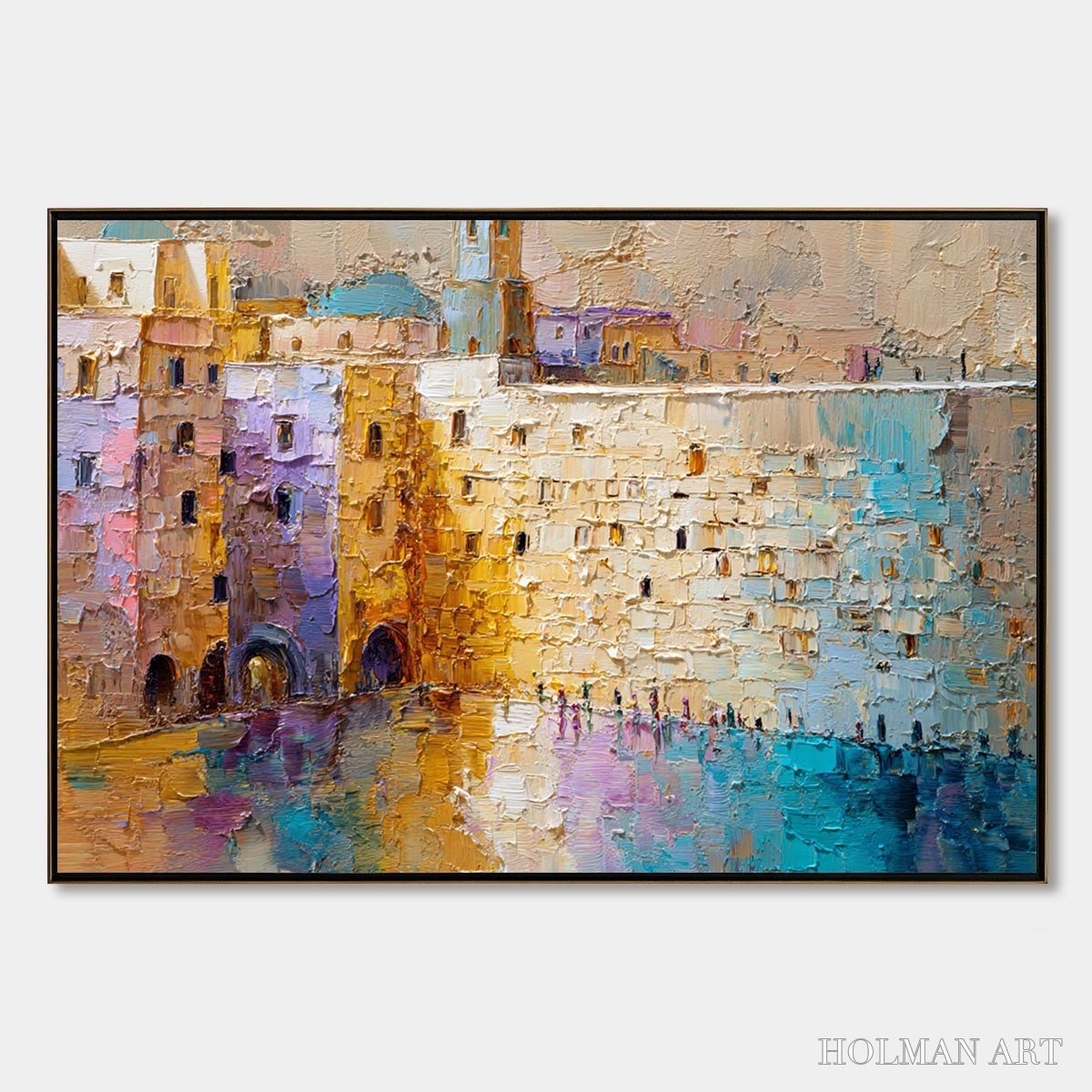 HOLMAN ART Citadel of Memories – Textured Impasto Cityscape Oil Painting - image 1