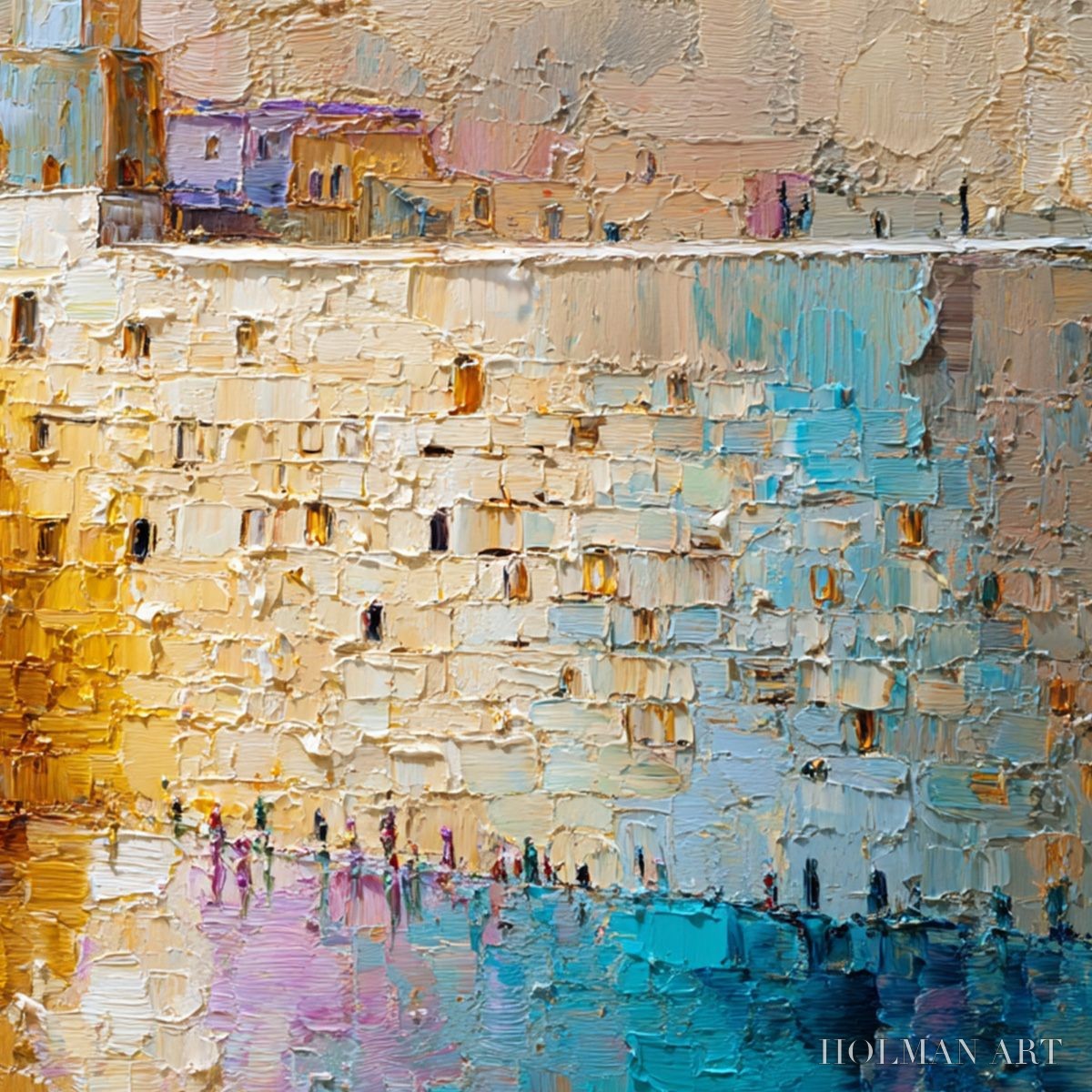 HOLMAN ART Citadel of Memories – Textured Impasto Cityscape Oil Painting - image 3