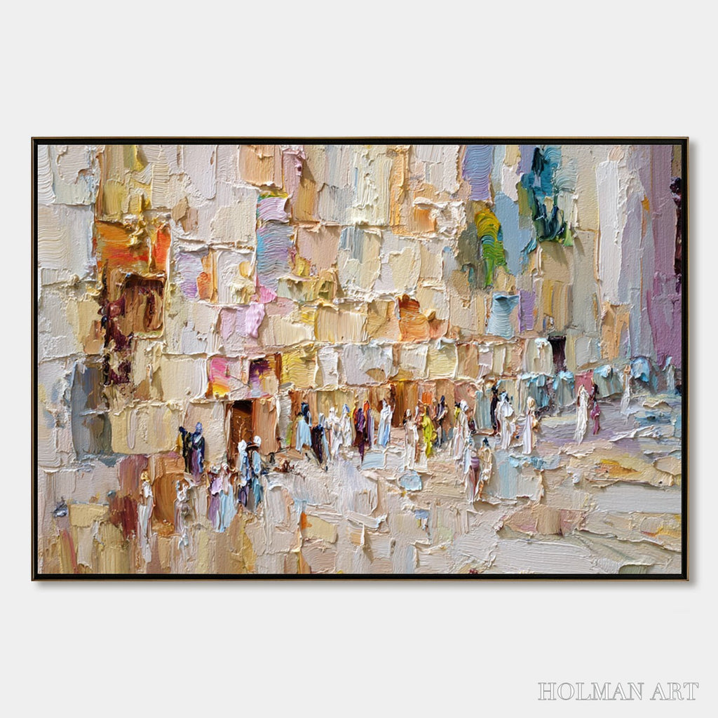 HOLMAN ART Stones of Solace – Textured Impasto Painting of an Ancient Cityscape - image 1