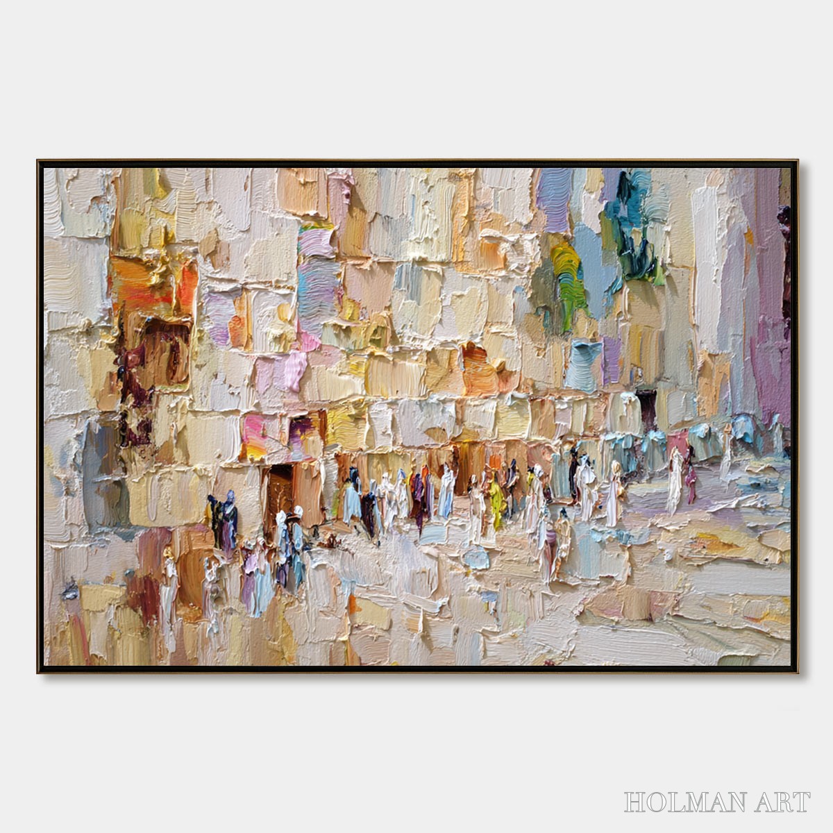 HOLMAN ART Stones of Solace – Textured Impasto Painting of an Ancient Cityscape - image 1