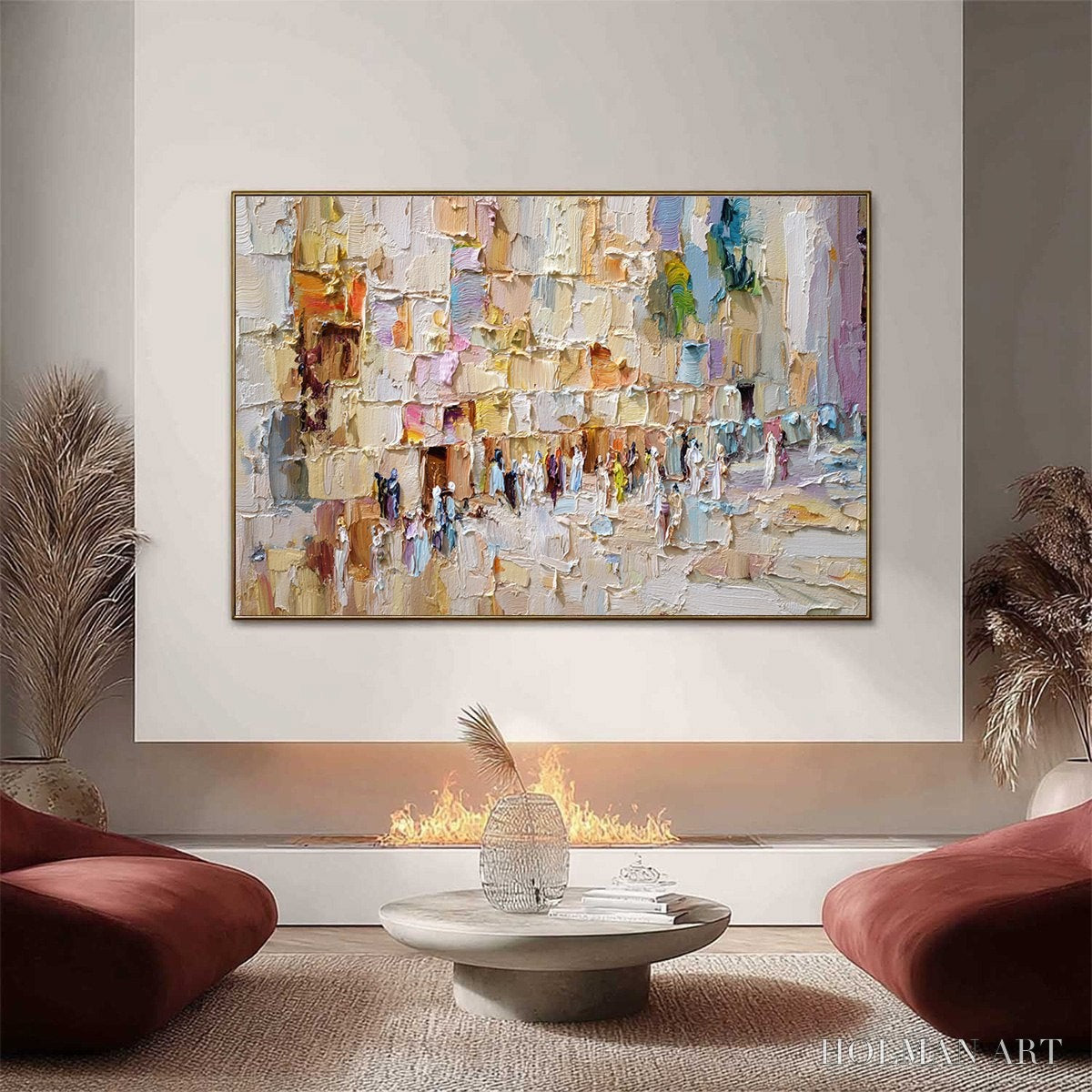 HOLMAN ART Stones of Solace – Textured Impasto Painting of an Ancient Cityscape - image 2