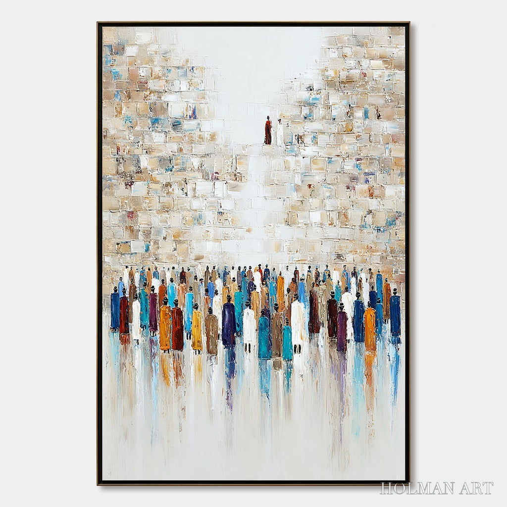 HOLMAN ART Wall of Ages – Textured Impasto Painting of a Historic Pilgrimage - image 1