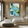 HOLMAN ART Verdant Mosaic – Vertical Modern Blue and Green Abstract Painting - image 2