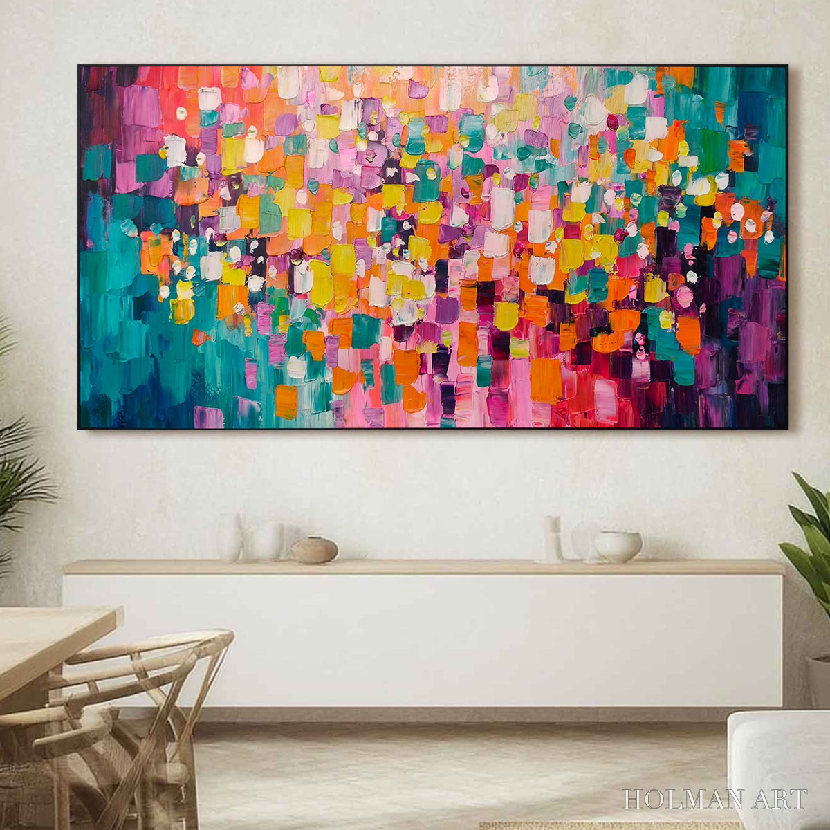 HOLMAN ART Ready to Ship | Spectrum Mosaic | 28''X56'' | 70x140cm | Black Frame - image 1