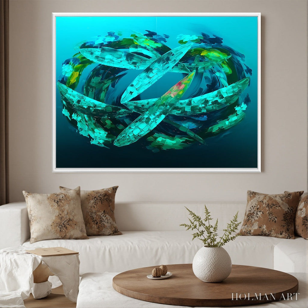 HOLMAN ART Aquamarine Dream – Textured Abstract Oil Painting in Blues & Greens - image 2