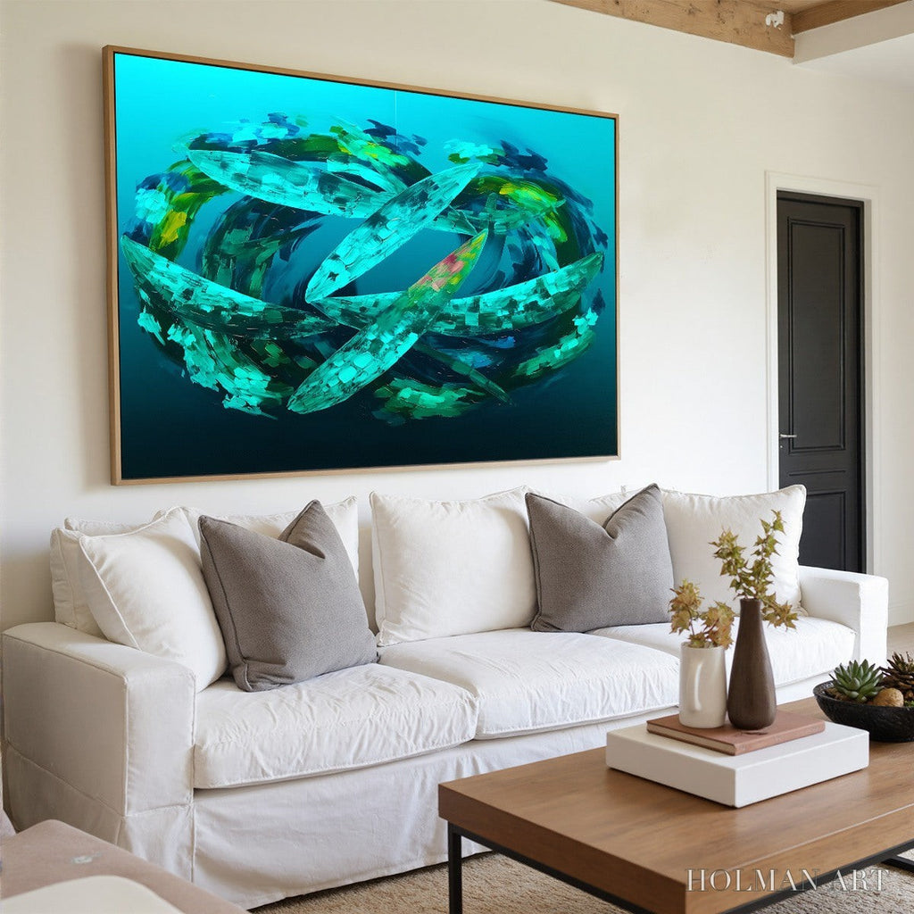 HOLMAN ART Aquamarine Dream – Textured Abstract Oil Painting in Blues & Greens - image 5
