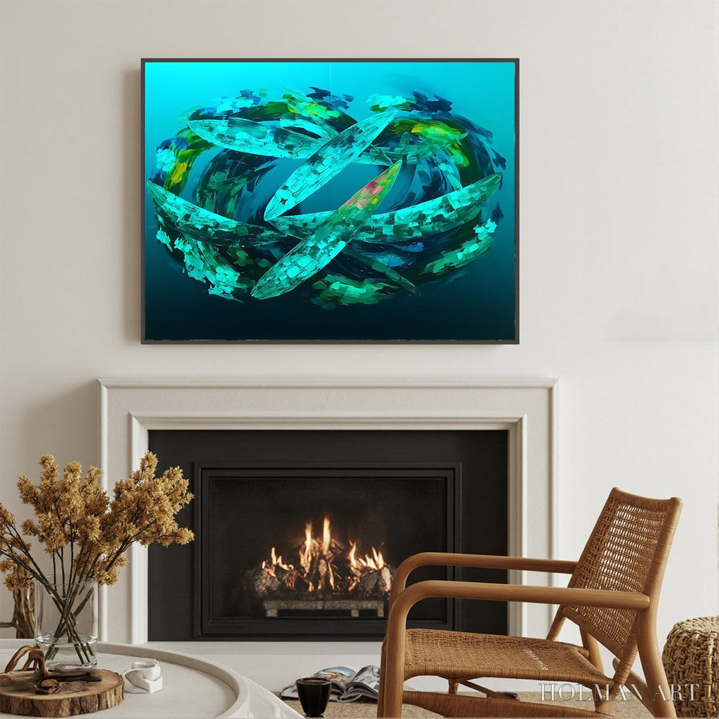 HOLMAN ART Aquamarine Dream – Textured Abstract Oil Painting in Blues & Greens - image 6