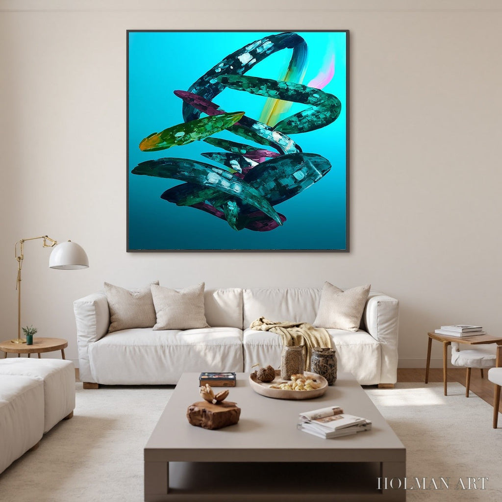HOLMAN ART Aquamarine Whirl – Textured Abstract Oil Painting in Turquoise - image 2