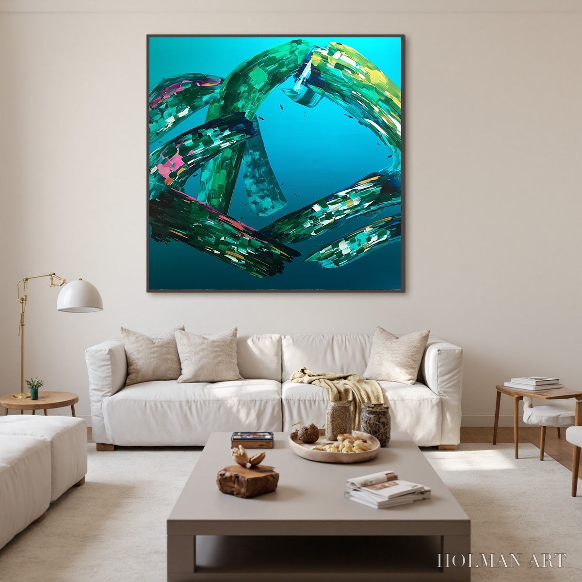 HOLMAN ART Aquamarine Whirl – Textured Abstract Turquoise Oil Painting - image 3