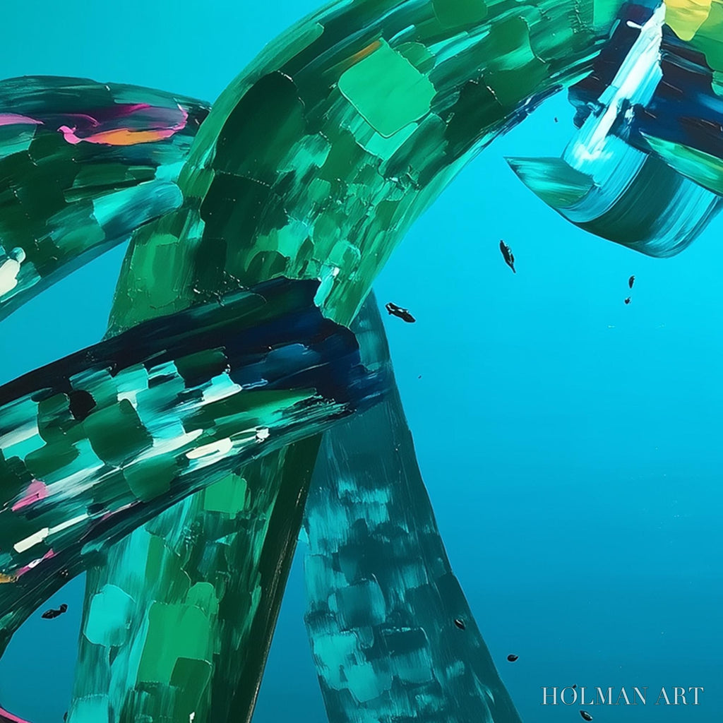 HOLMAN ART Aquamarine Whirl – Textured Abstract Turquoise Oil Painting - image 4