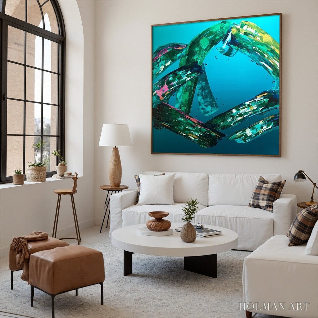 HOLMAN ART Aquamarine Whirl – Textured Abstract Turquoise Oil Painting - image 6