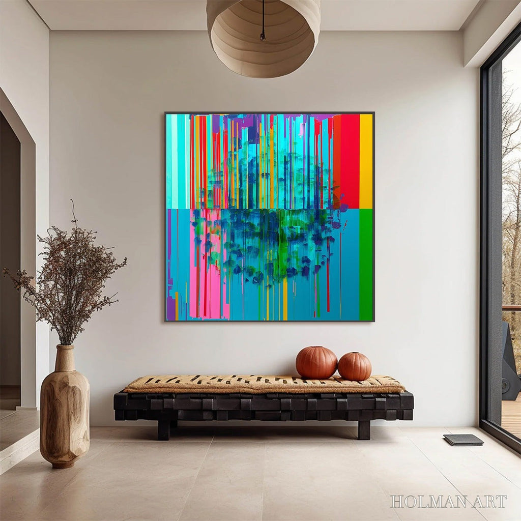 HOLMAN ART Reflected Glitch – Vibrant Abstract Glitch Art Oil Painting - image 2