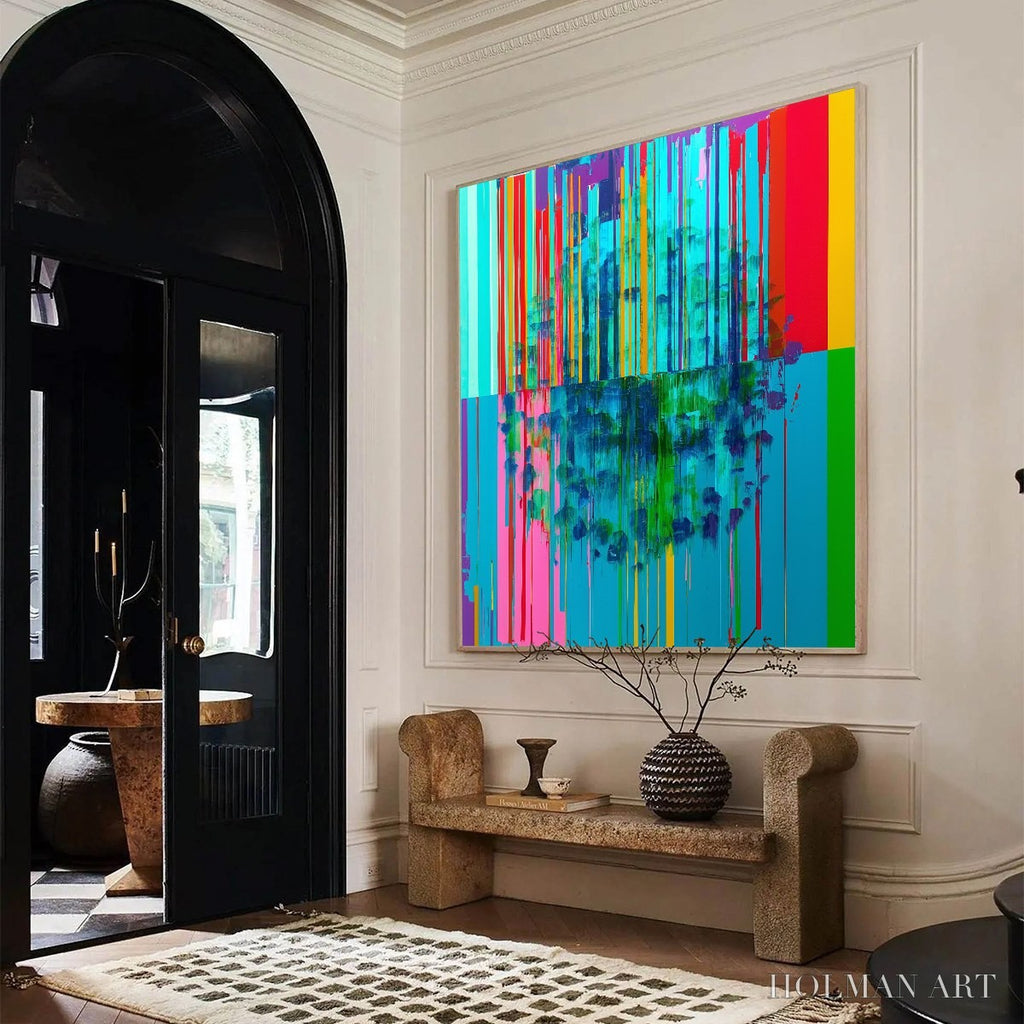 HOLMAN ART Reflected Glitch – Vibrant Abstract Glitch Art Oil Painting - image 3