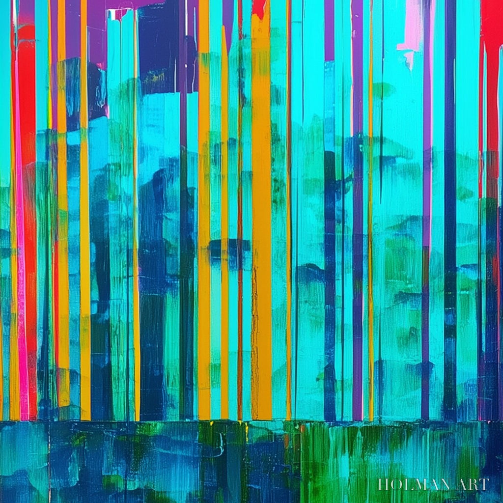 HOLMAN ART Reflected Glitch – Vibrant Abstract Glitch Art Oil Painting - image 4
