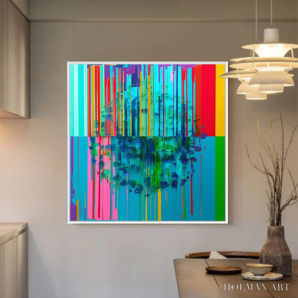 HOLMAN ART Reflected Glitch – Vibrant Abstract Glitch Art Oil Painting - image 5