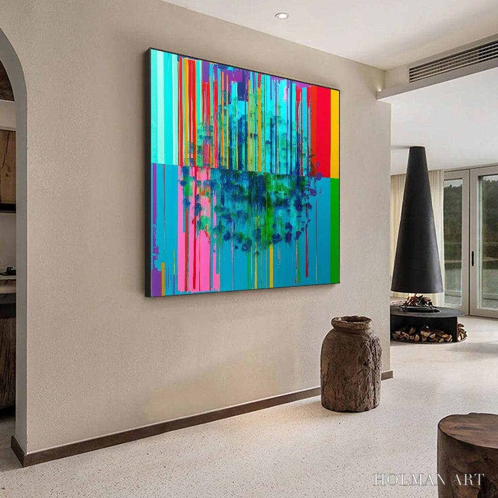 HOLMAN ART Reflected Glitch – Vibrant Abstract Glitch Art Oil Painting - image 6