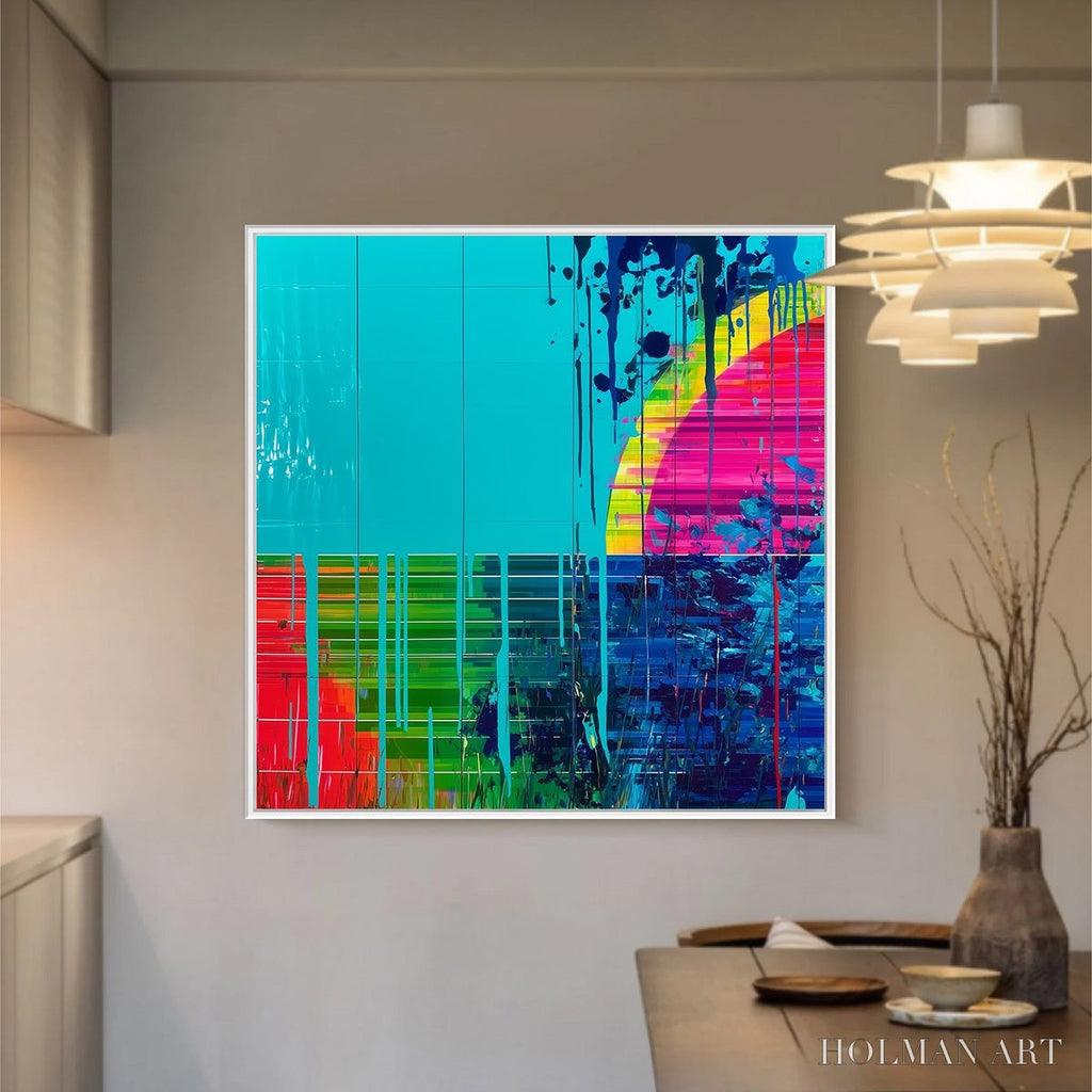HOLMAN ART Melting Horizon – Vibrant Abstract Glitch Art Oil Painting - image 2