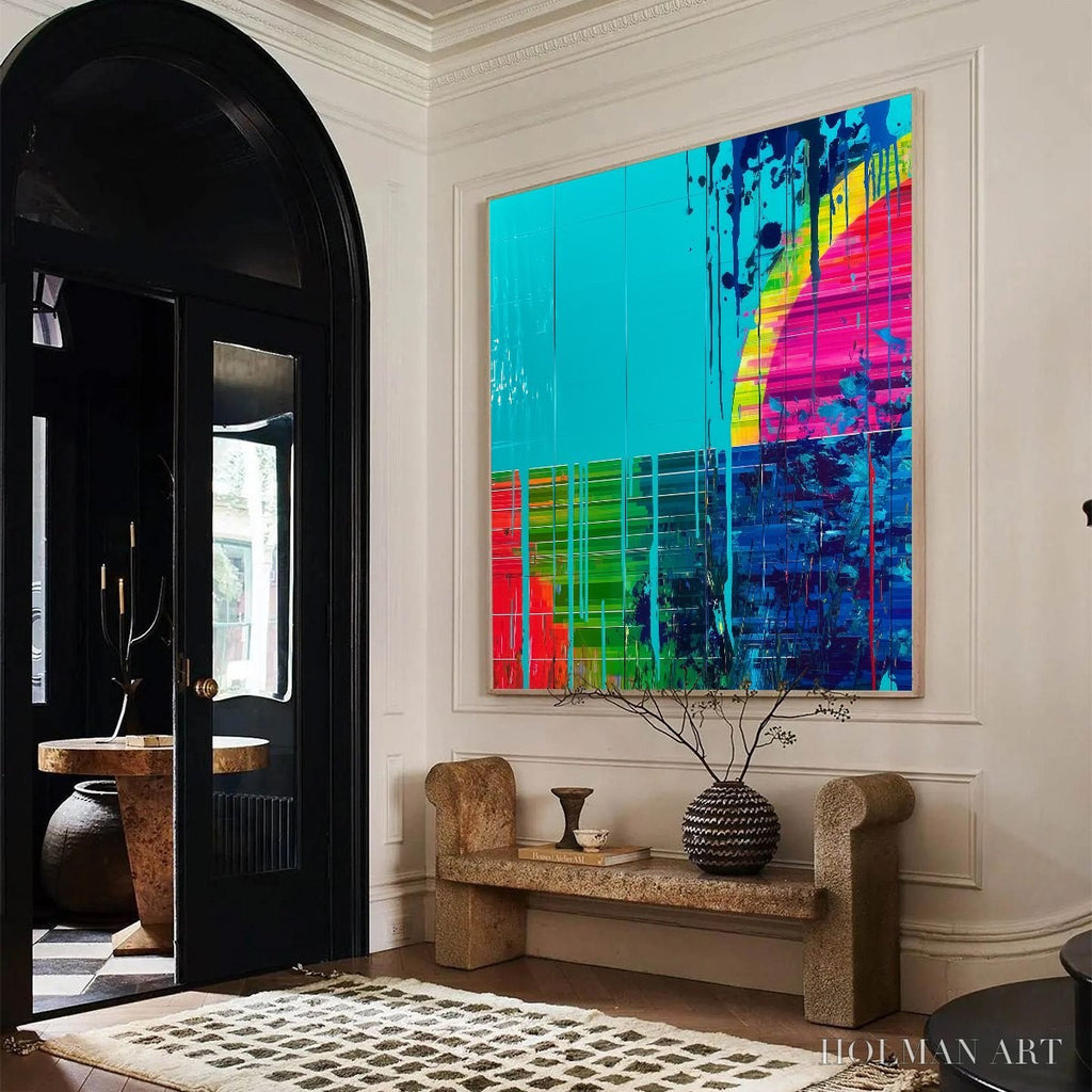 HOLMAN ART Melting Horizon – Vibrant Abstract Glitch Art Oil Painting - image 3
