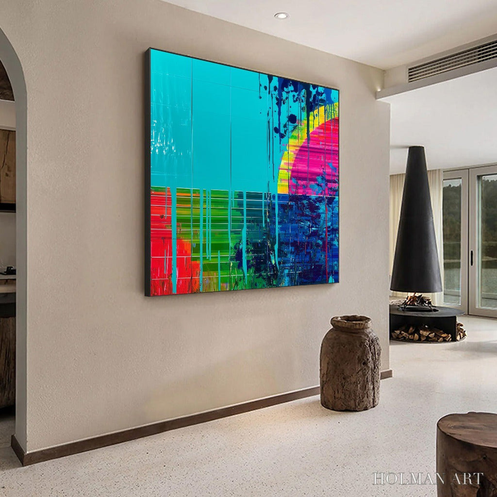 HOLMAN ART Melting Horizon – Vibrant Abstract Glitch Art Oil Painting - image 5