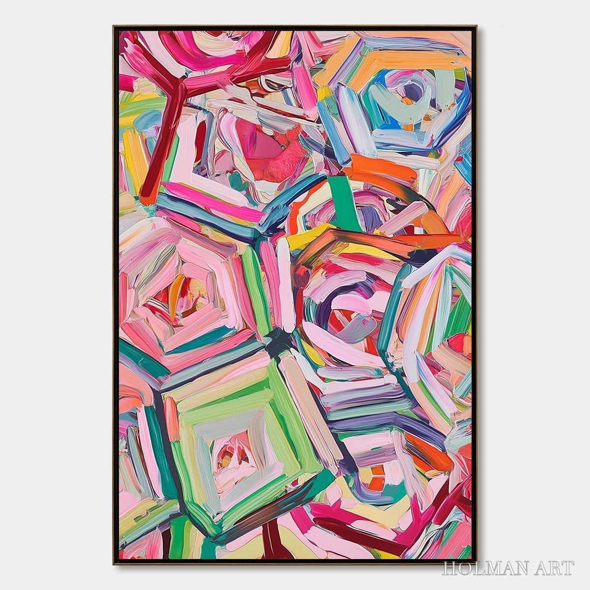 HOLMAN ART Hexagonal Harmony Textured Abstract Impasto Oil Painting - image 1