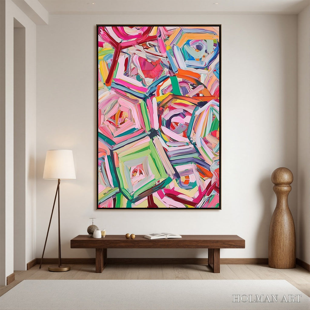 HOLMAN ART Hexagonal Harmony Textured Abstract Impasto Oil Painting - image 2