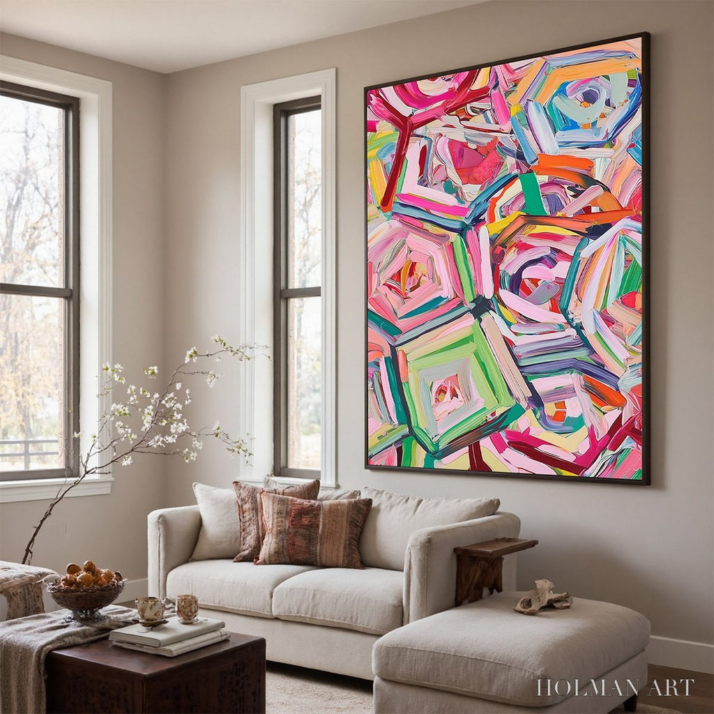 HOLMAN ART Hexagonal Harmony Textured Abstract Impasto Oil Painting - image 4