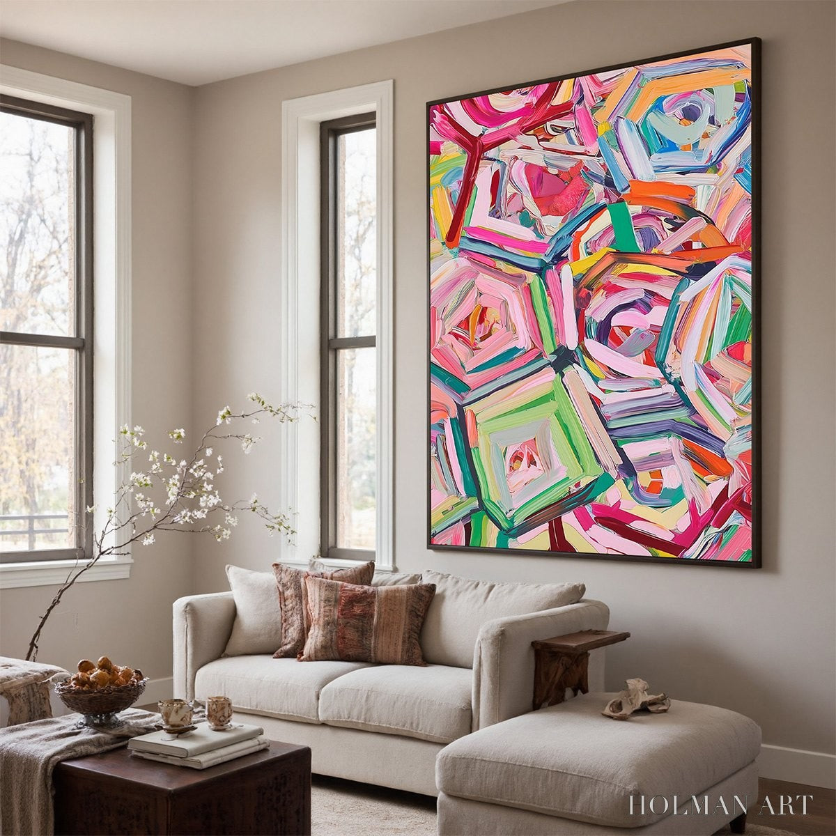 HOLMAN ART Hexagonal Harmony Textured Abstract Impasto Oil Painting - image 4