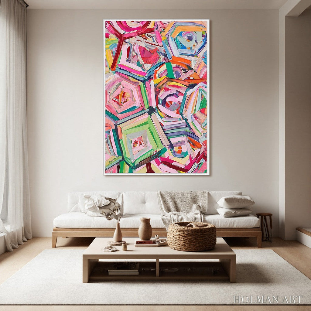HOLMAN ART Hexagonal Harmony Textured Abstract Impasto Oil Painting - image 5