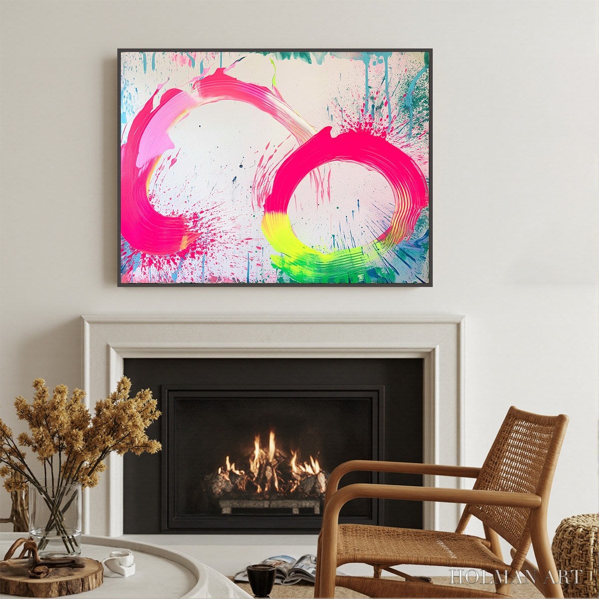 HOLMAN ART Neon Bloom – Vibrant Abstract Acrylic Painting - image 4
