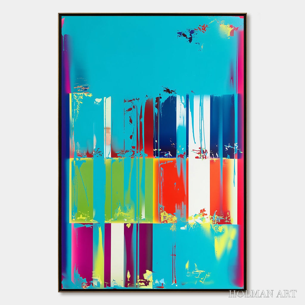 HOLMAN ART Pixelated Paradise – Vibrant Abstract Glitch Art Oil Painting - image 1