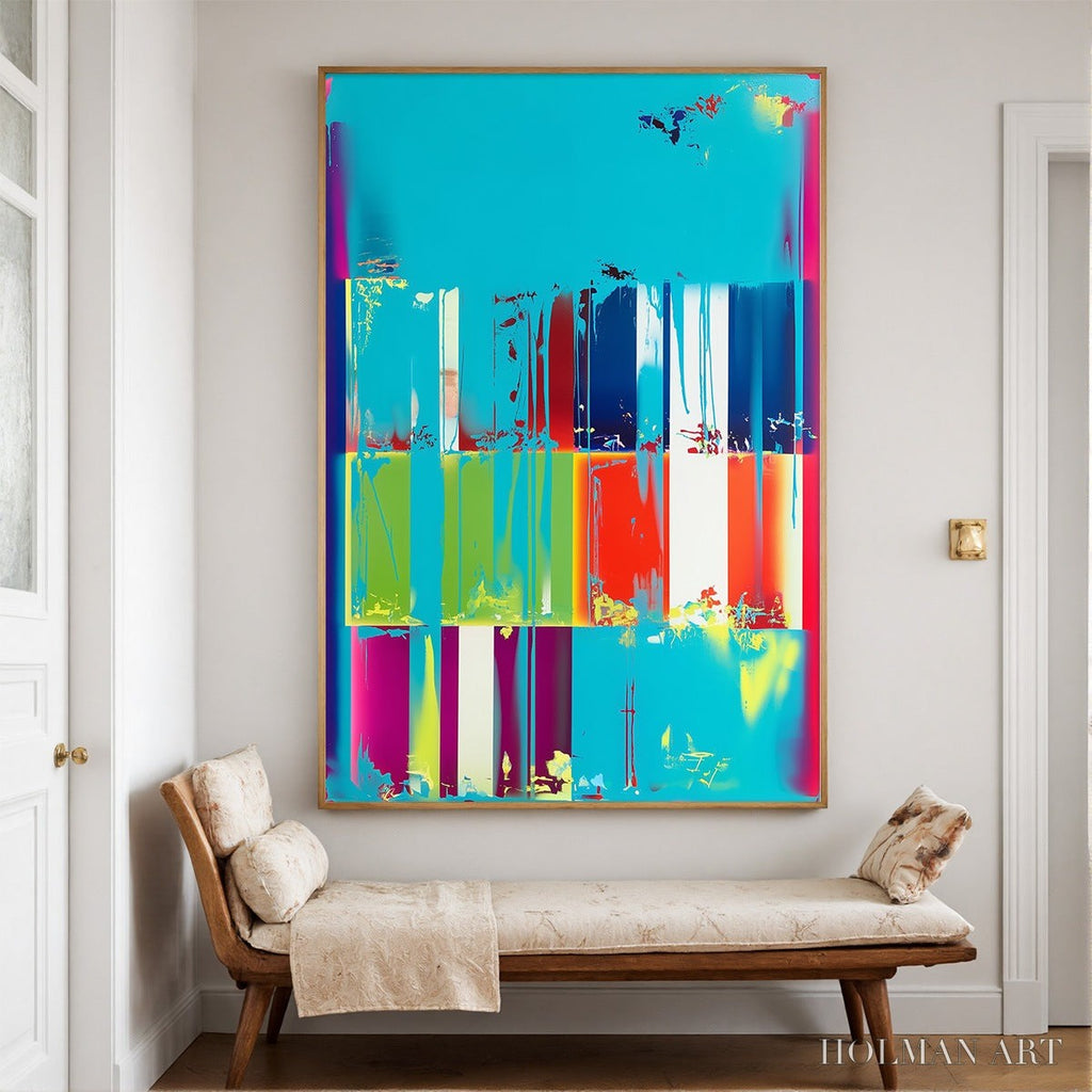 HOLMAN ART Pixelated Paradise – Vibrant Abstract Glitch Art Oil Painting - image 2