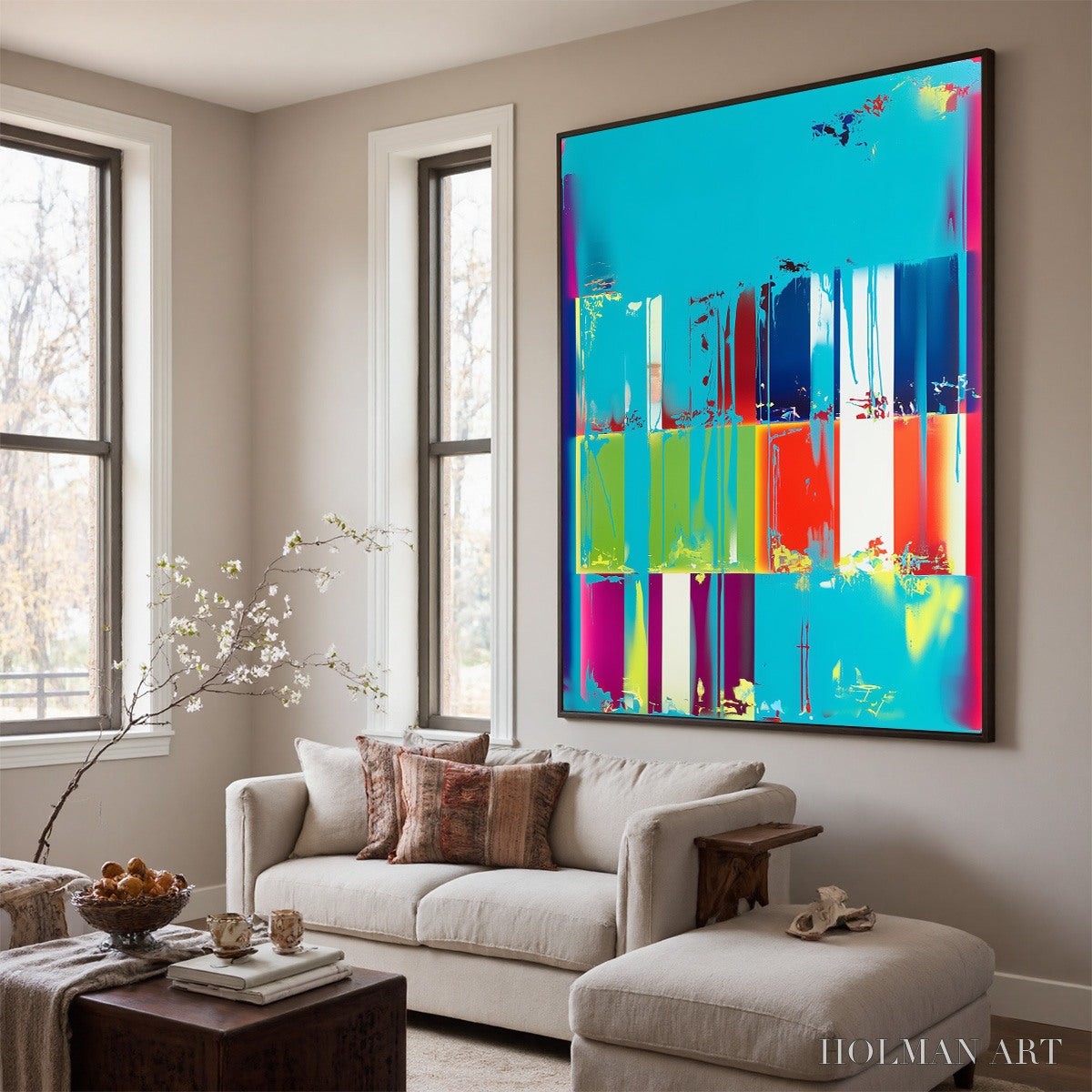HOLMAN ART Pixelated Paradise – Vibrant Abstract Glitch Art Oil Painting - image 3