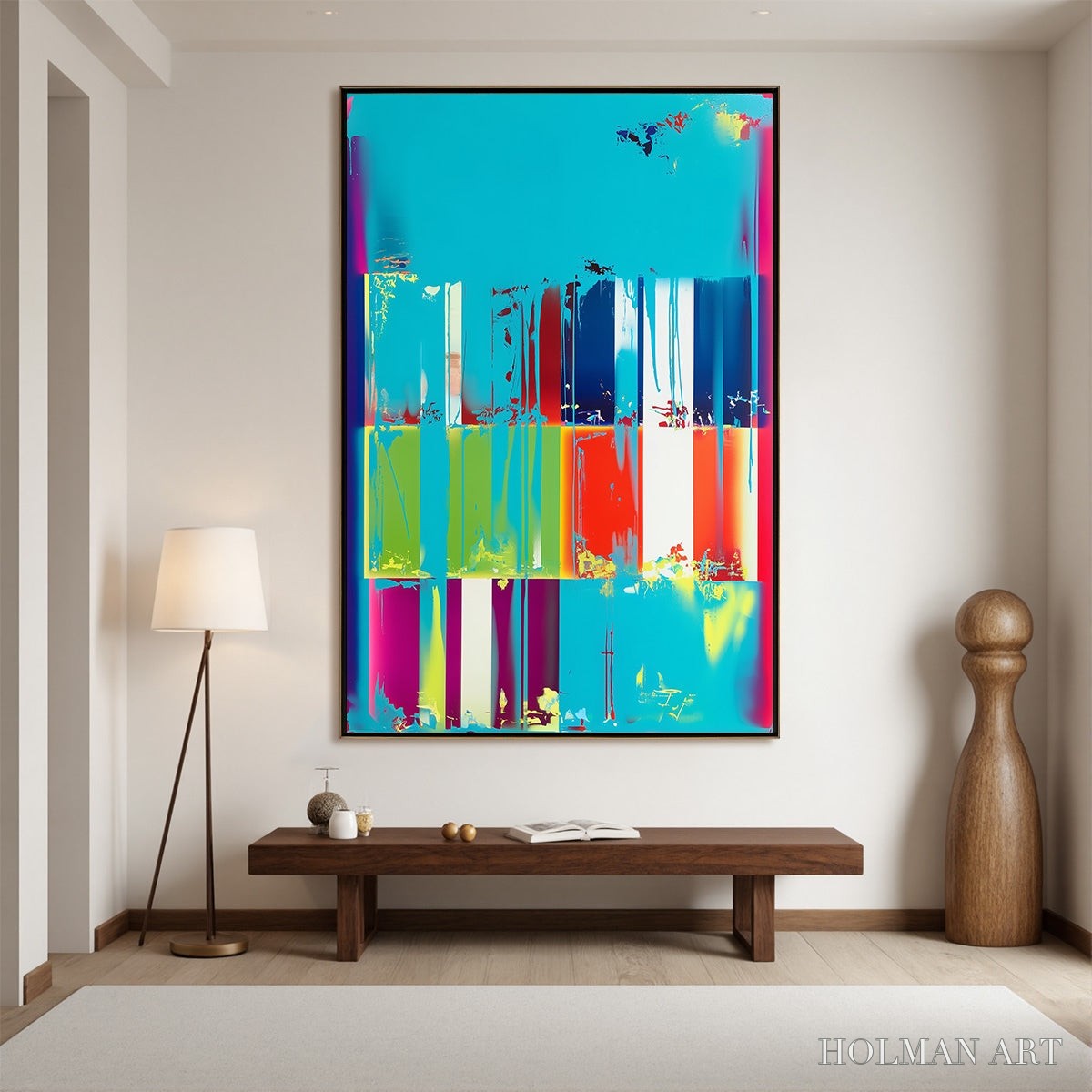 HOLMAN ART Pixelated Paradise – Vibrant Abstract Glitch Art Oil Painting - image 4