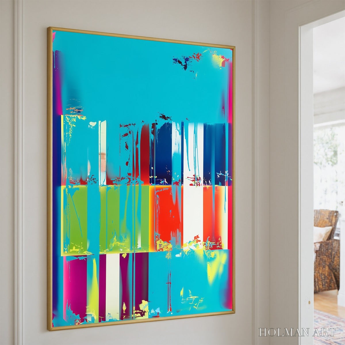 HOLMAN ART Pixelated Paradise – Vibrant Abstract Glitch Art Oil Painting - image 5